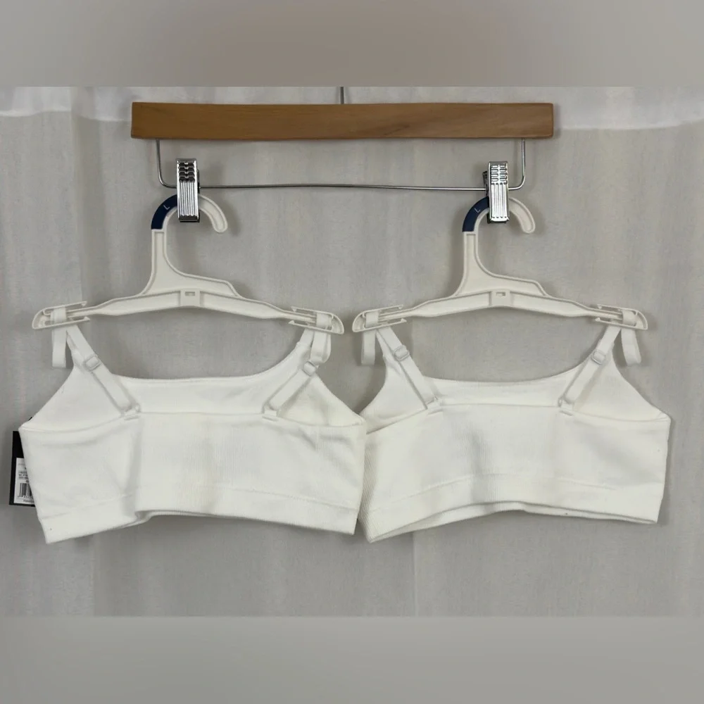 Art Class Girls (Set of 2)White Ribbed Pullover Bralette Adjustable Straps Large - Picture 6 of 8